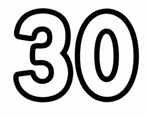 a white and black number 30 sign.webp